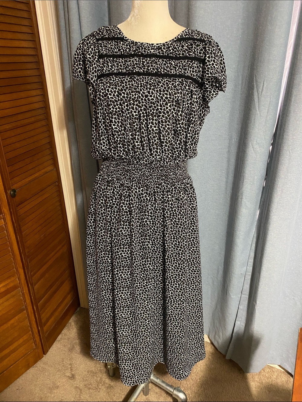 GAP Black and White Leopard-Print Maxi Dress